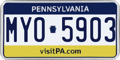 PA license plate MYO5903