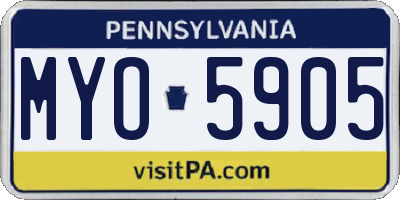 PA license plate MYO5905