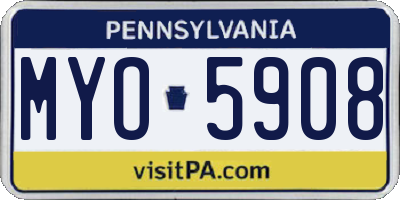 PA license plate MYO5908