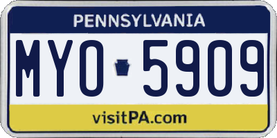 PA license plate MYO5909