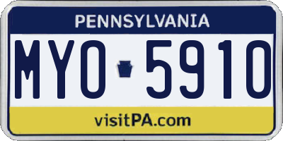 PA license plate MYO5910