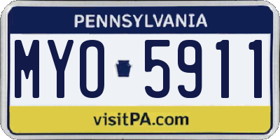 PA license plate MYO5911