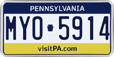 PA license plate MYO5914