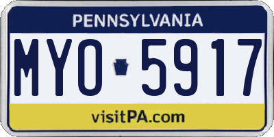 PA license plate MYO5917