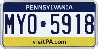 PA license plate MYO5918