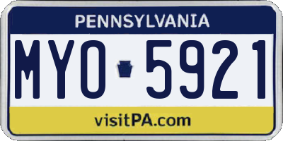 PA license plate MYO5921