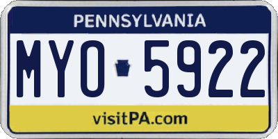 PA license plate MYO5922