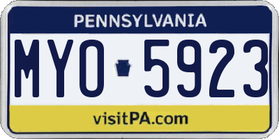PA license plate MYO5923
