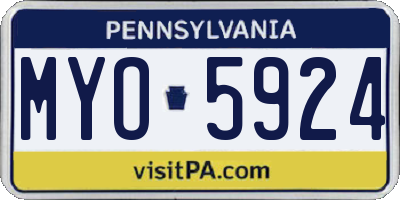 PA license plate MYO5924