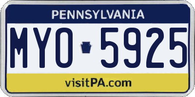 PA license plate MYO5925