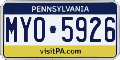 PA license plate MYO5926