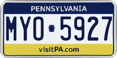 PA license plate MYO5927