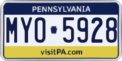 PA license plate MYO5928