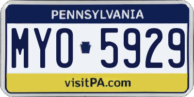 PA license plate MYO5929