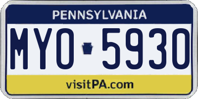 PA license plate MYO5930