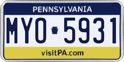 PA license plate MYO5931
