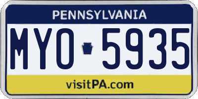 PA license plate MYO5935