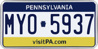 PA license plate MYO5937