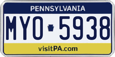 PA license plate MYO5938