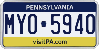 PA license plate MYO5940