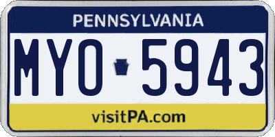 PA license plate MYO5943