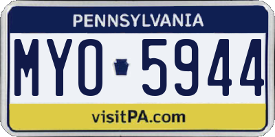 PA license plate MYO5944