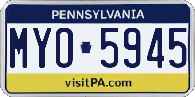 PA license plate MYO5945