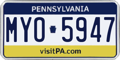 PA license plate MYO5947