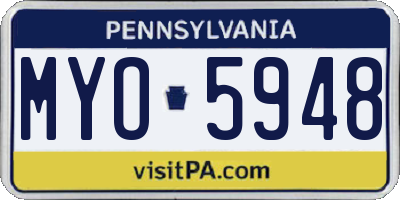 PA license plate MYO5948