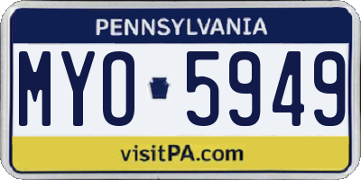 PA license plate MYO5949