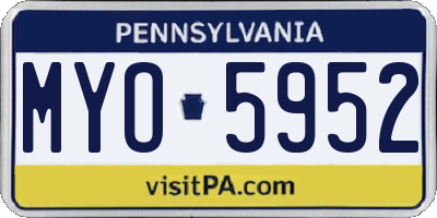 PA license plate MYO5952