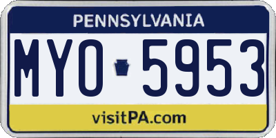 PA license plate MYO5953