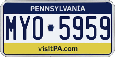 PA license plate MYO5959