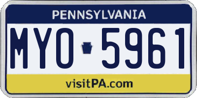 PA license plate MYO5961