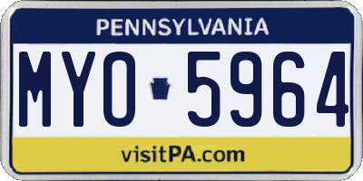 PA license plate MYO5964