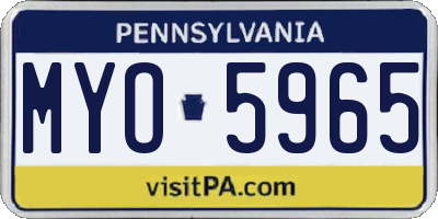 PA license plate MYO5965