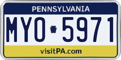 PA license plate MYO5971