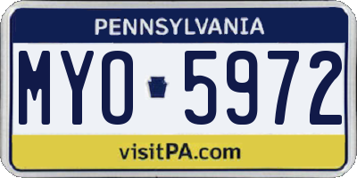 PA license plate MYO5972