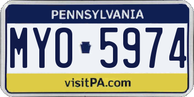 PA license plate MYO5974