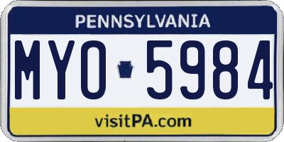 PA license plate MYO5984