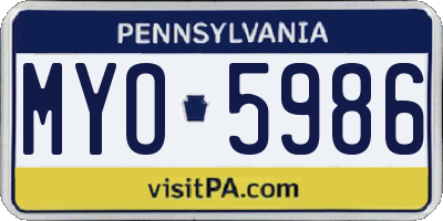 PA license plate MYO5986