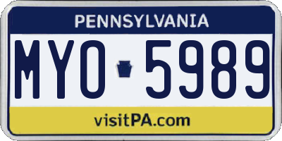 PA license plate MYO5989