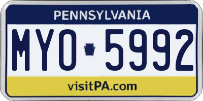 PA license plate MYO5992