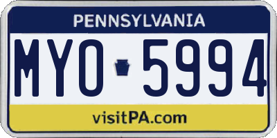 PA license plate MYO5994