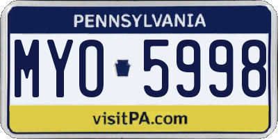 PA license plate MYO5998