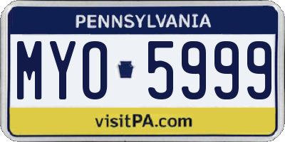 PA license plate MYO5999