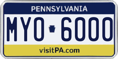 PA license plate MYO6000