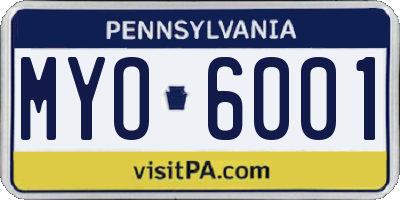 PA license plate MYO6001