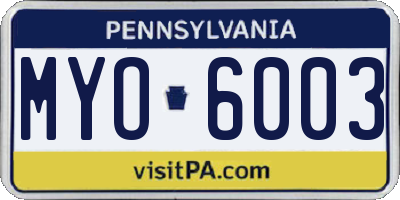 PA license plate MYO6003