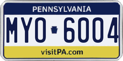 PA license plate MYO6004